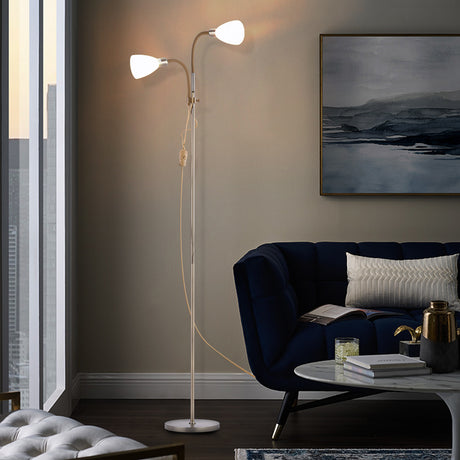 Adjustable Standing Double Headed Floor Lamp, Bronze