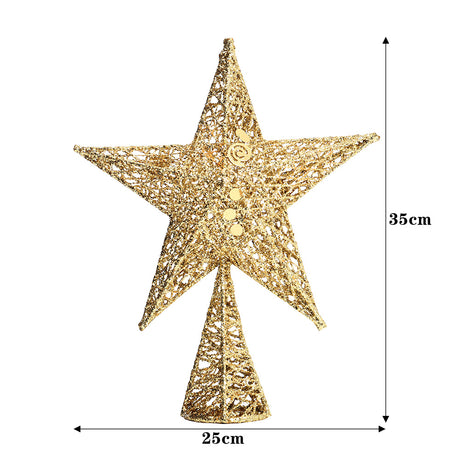 Iron Christmas Tree Topper Star Ornament Home Decor, Gold 25x35CM