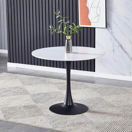 Modern Round Minimalist Dining Table Black and White
