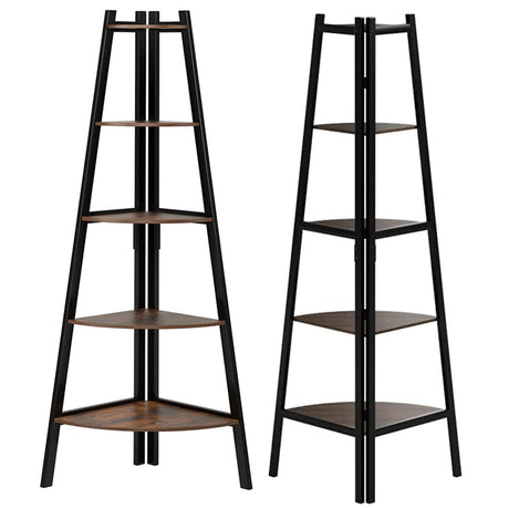 5 Tier Triangle Foldable Industrial Ladder Corner Storage Shelf