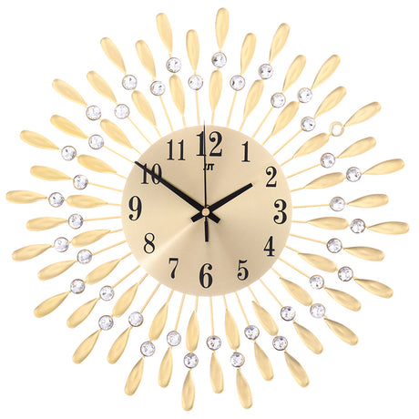 Large 3D Wall Clock Art Metal Diamond Decoration, Gold
