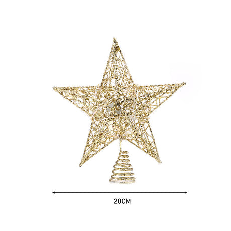LED Light Up Christmas Tree Topper Star Xmas Ornament Home Party Decoration, Gold 20X23CM