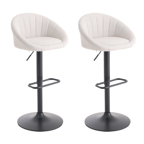 2 Set Linen Adjustable Height Swivel Breakfast Bar Stools,Beige