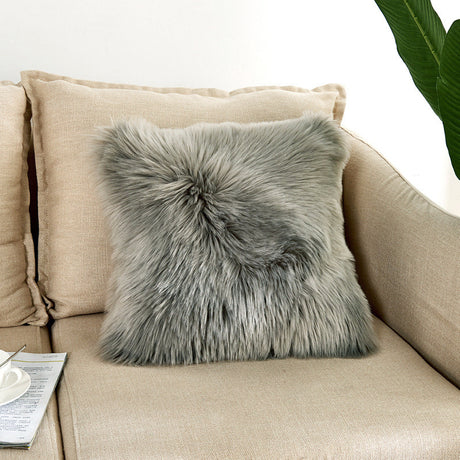 50x50CM Fluffy Faux Fur Plush Pillow Case Cover, Grey