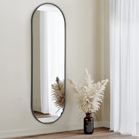Black 160cm Oval Full Length Wall Mounted Mirror