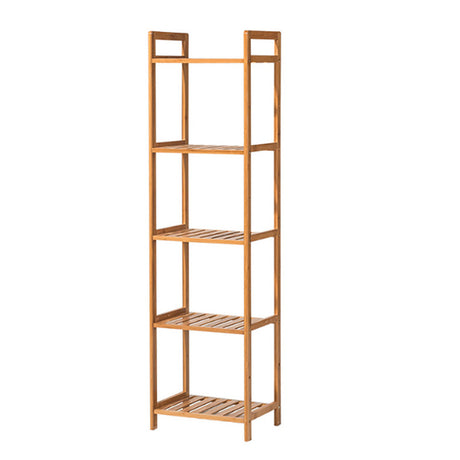 5 Tier Wood Minimalist Bamboo Tiered Bookshelf Rustic Storage Plant Stand