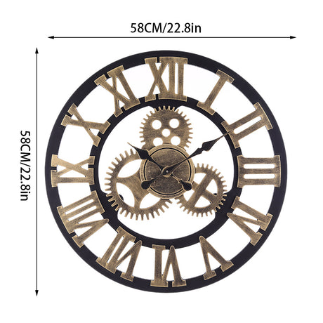 Gold 58cm Industrial Large Retro Silent Wall Clock