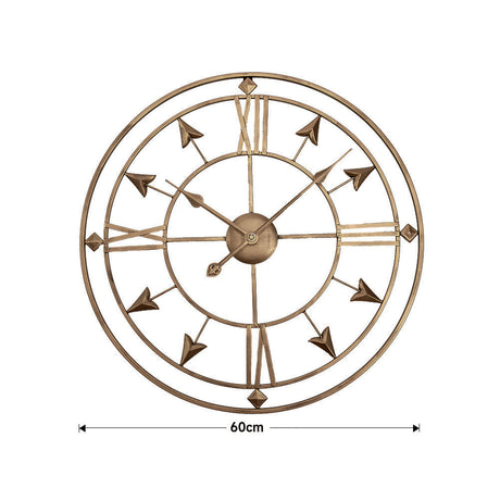 Vintage Gold Metal Roman Numerals Wall Clock