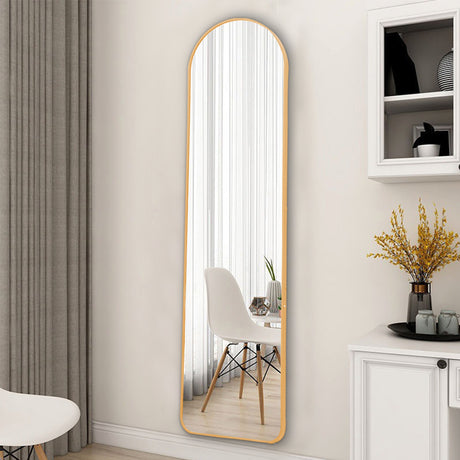 Modern Arched Metal Floor Mirror Gold