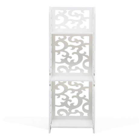 White Carved 3 Tier Storage Shelf Organiser