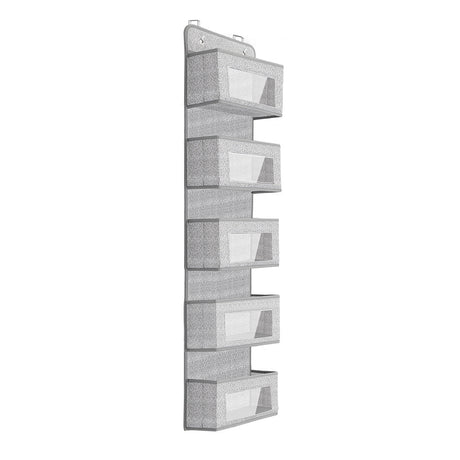 5 Pockets Foldable Non Woven Fabric Organizer Over the Door with Clear Window