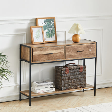 Slim Hallway Console Table with 2 Drawers and Lower Shelf
