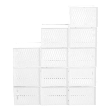 White 34cm 12pcs Clear Plastic Shoe Storage Boxes