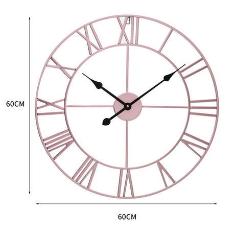 60CM Metal Round Wall Clock with , Rose Gold