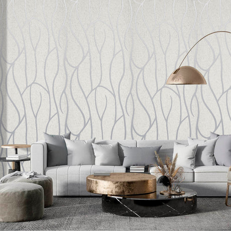 Modern 3D Wall Paper Silver Grey Striped Textured Wallpaper Background, Off white