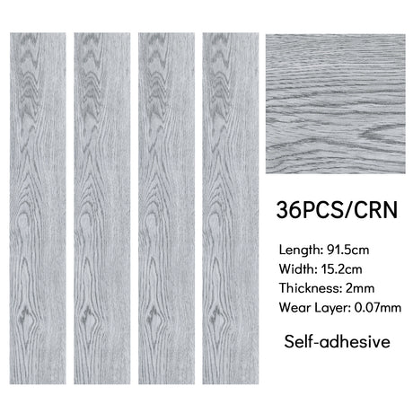 Set of 36 PVC Realistic Planks Self stick Flooring
