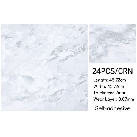 24Pcs Square Self Adhesive Stone Effect Floor Tiles