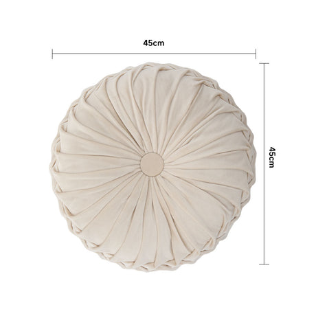 Velvet Round Floral Wrinkle pillow Cushion, Beige 45CM