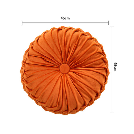 Velvet Round Floral Wrinkle pillow Cushion, Orange 45CM