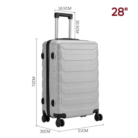 Grey 28 inch Rolling Hard Shell Luggage Travel Suitcase