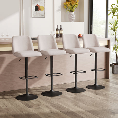 2 Set Linen Swivel Counter Bar Stools with Mid Backrest,Beige