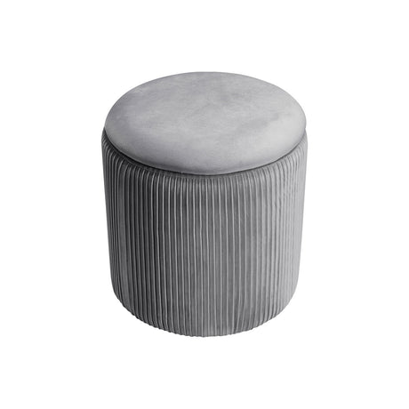 Round Velvet Ottoman Storage Footstool Pleated Velvet Seat