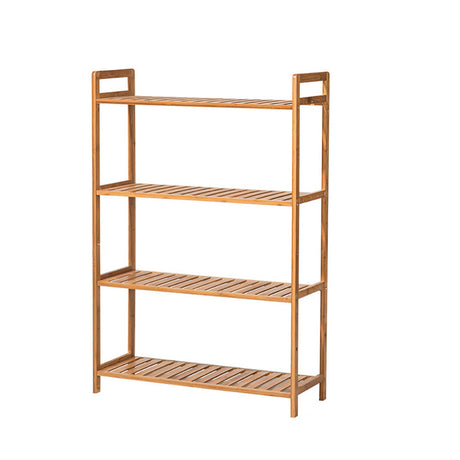 4 Tier Wood Minimalist Bamboo Tiered Bookshelf Rustic Storage Plant Stand