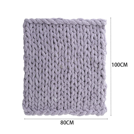 80x100CM Hand Woven Chenille Blanket for Couch and Bed,Grey