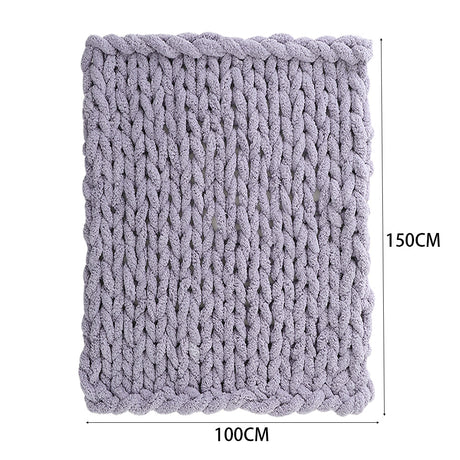 100x150CM Hand Woven Chenille Blanket for Couch and Bed,Grey