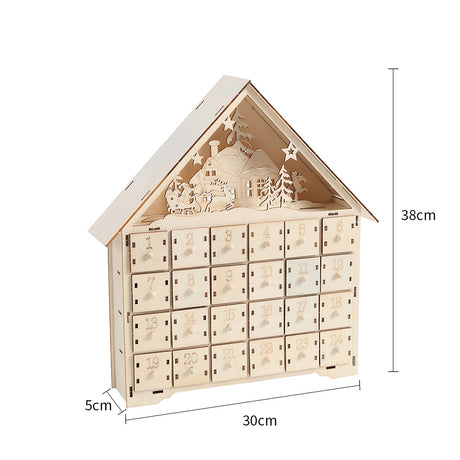 Christmas Advent Calendar Wooden Cabinet With LED Lamp