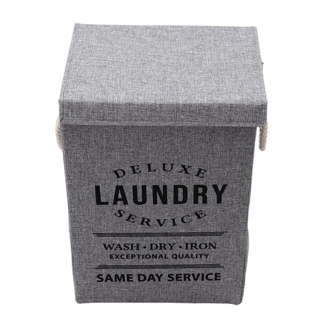 Foldable Lidded Laundry Hamper Storage Bag Linen Fabric Lightweight