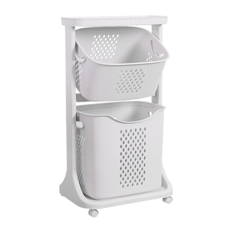 Rolling Laundry Basket with Tilted Bins and Large Capacity Storage Organizer