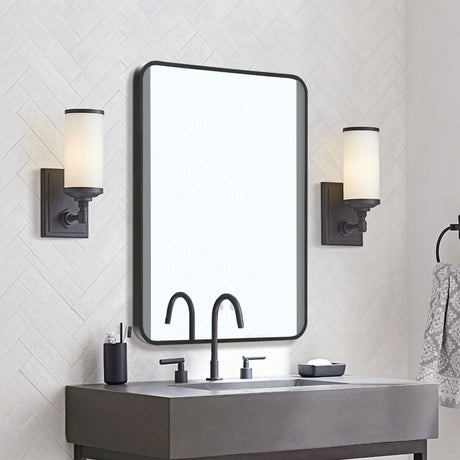 Black Framed Rectangular LED Light Bathroom Vanity Mirror