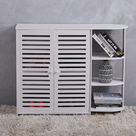 4 Tier Shoes Cabinet with Side Storage Shelf
