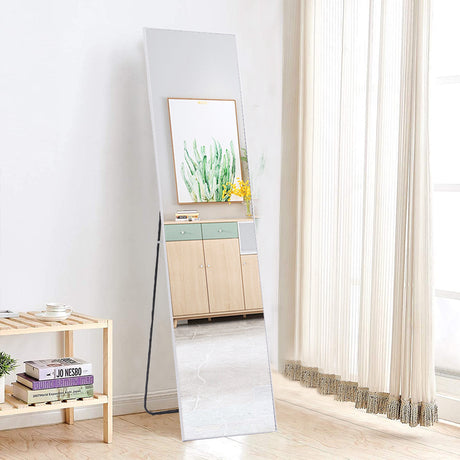 Rectangular Full Length Mirror Freestanding Hanging Silver Mirror