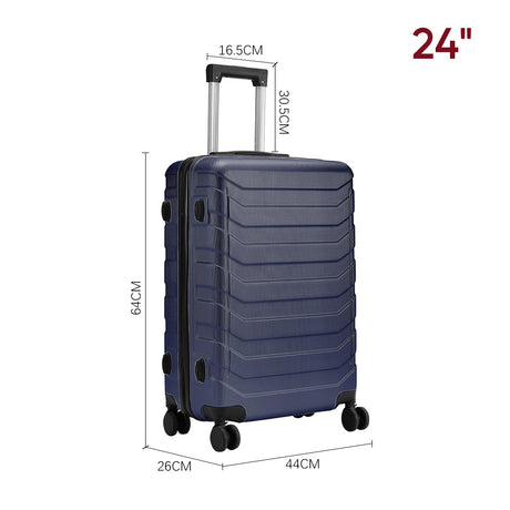 Blue 24 inch Rolling Hard Shell Luggage Travel Suitcase