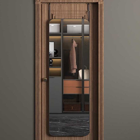 Full Length Mirror with Rounded Corners Door Hanging Black Mirror Black