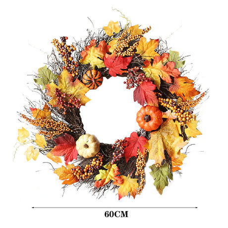 Christmas Halloween Artificial Maple Wreath Rattan with LED Light, Vine  60CM