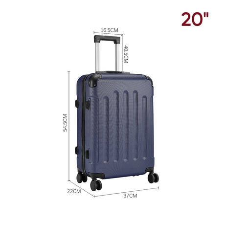 Blue 20 inch Hardside Travel Suitcase with Combination Lock