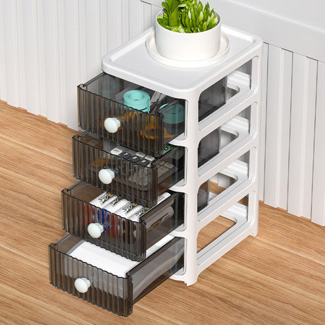 4 Drawer Grey Transparent Desktop Organizer
