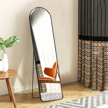 Black 160cm Modern Arched Wall Freestanding Floor Mirror