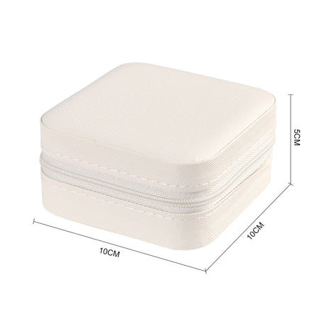 White Portable Small Faux Leather Jewellery Box