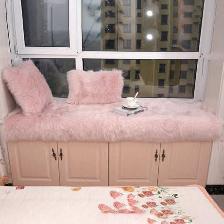 Rectangle Faux Fur Sheepskin Floor Rug, Pink 70x120CM