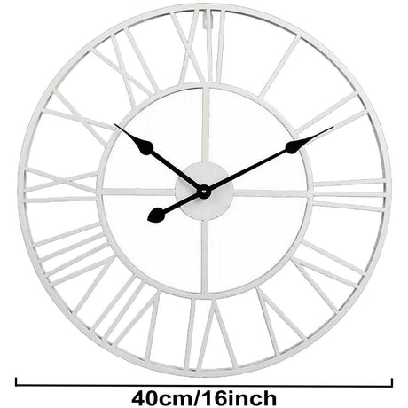 Roman Numerals Metal Skeleton Wall Clock, White
