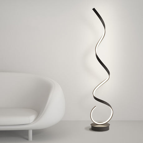 LED Living Room Spiral Floor Lamp Black