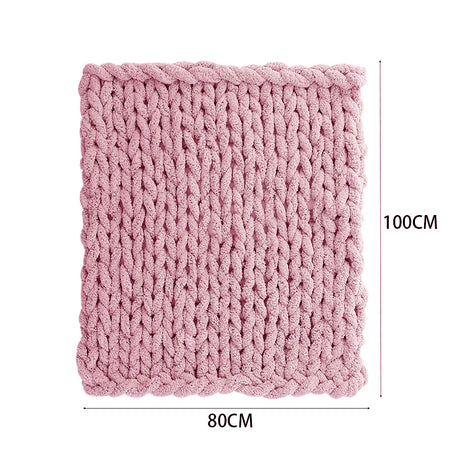 80x100CM Hand Woven Chenille Blanket for Couch and Bed,Pink