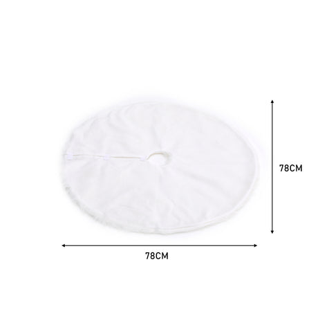 Large Faux Fur Snow Plush Skirt Base Floor Mat for Christmas Tree Decor, White 78CM