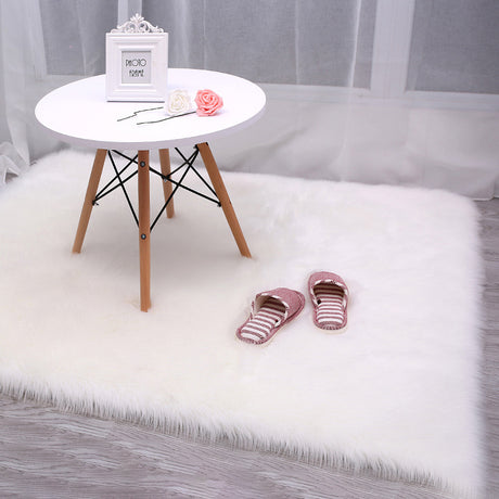 White Rectangle Soft Shaggy Carpet Faux Fluffy Rugs Fur Mat 180 cm x 100 cm
