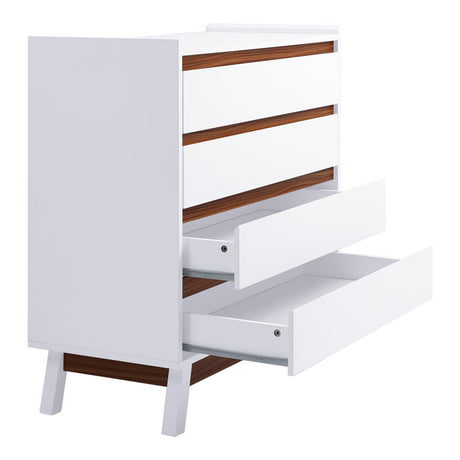 White 4 Drawer Storage Chest with Pine Wood Legs