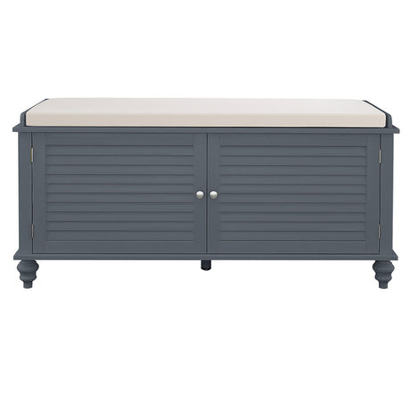 Shoe Storage Bench Cabinet With Seat Wooden Shutter Doors Hallway Organiser